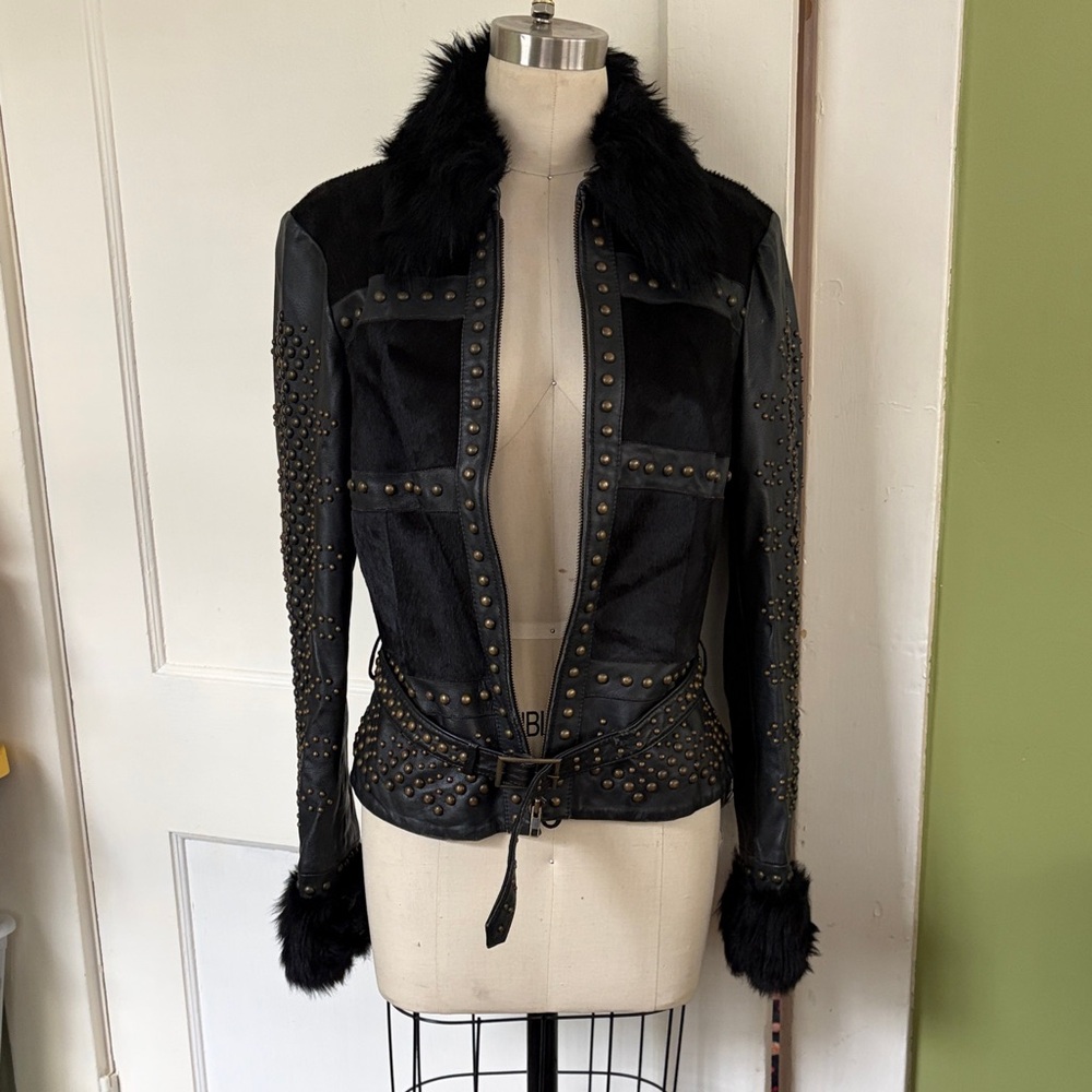 Cache Black Studded Leather Jacket - image 1